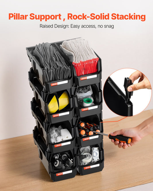 Plastic Stackable Storage Bins for Garage, Workshop & Home Organization