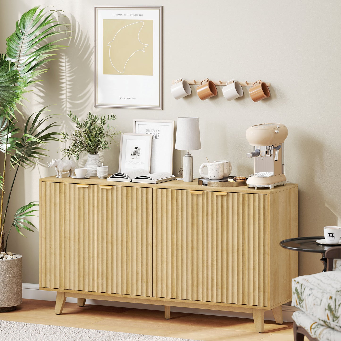 Fluted Sideboard Buffet Cabinet