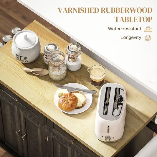 Rolling Kitchen Island with Storage – Mobile Prep Table with Cabinets & Drawers