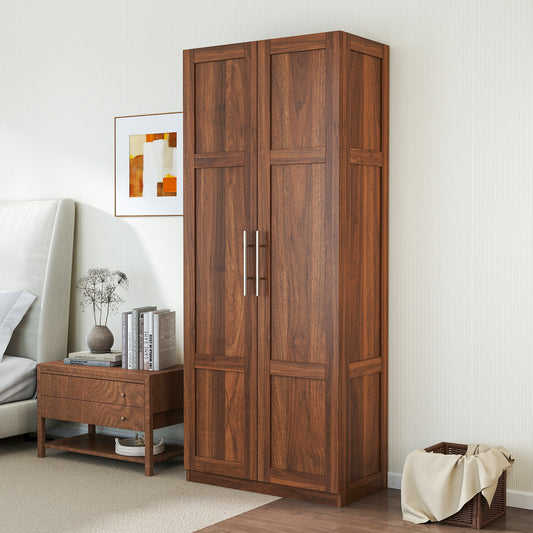 Tall Walnut Pantry Cabinet w/ 2 Doors & Adjustable Shelves