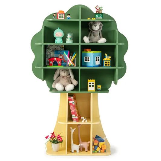 Green Kids Bookcase Shelf & Toy Storage Organizer With Open Storage Shelves