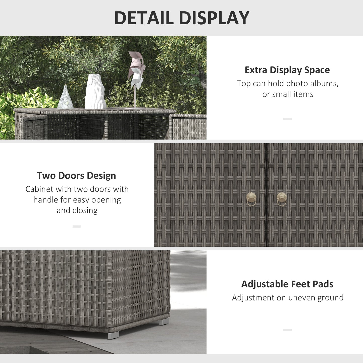 Dark Gray Rattan Pool Towel Cabinet Outdoor Storage