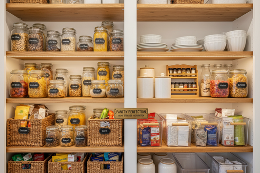 Pantry cabinet with storage jars.