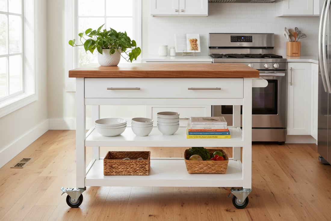 Rolling kitchen island cart