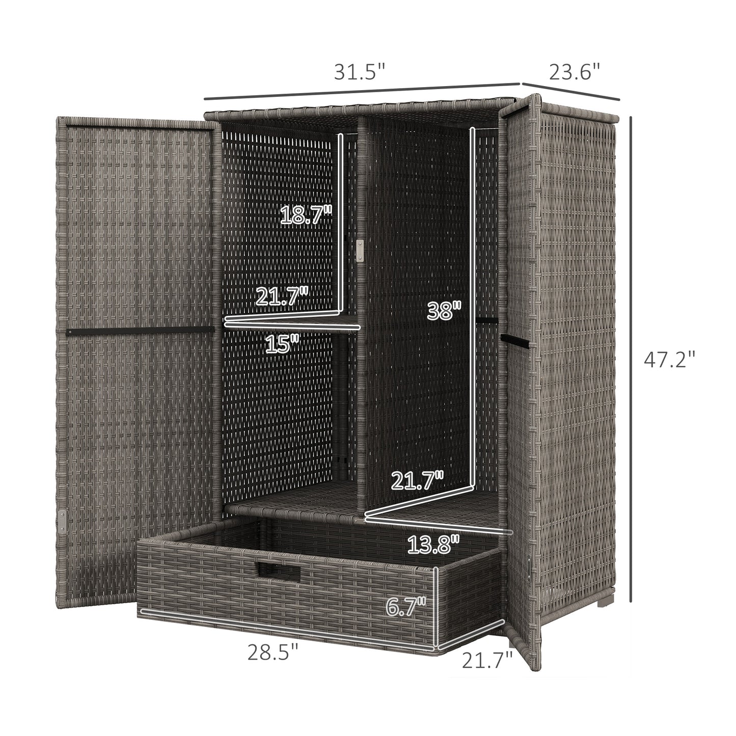 Dark Gray Rattan Pool Towel Cabinet Outdoor Storage