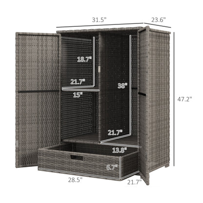 Dark Gray Rattan Pool Towel Cabinet Outdoor Storage