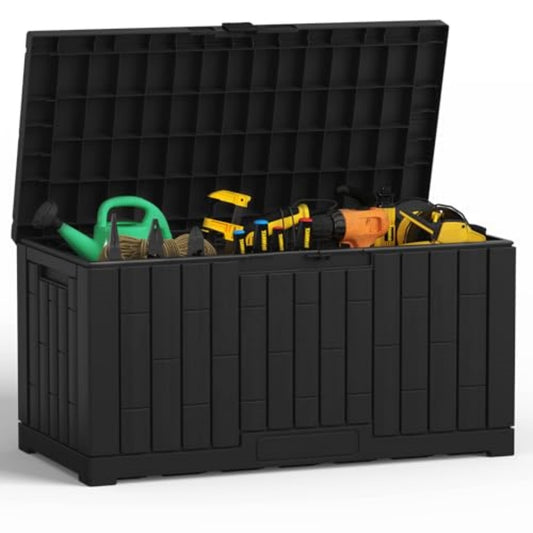 60 Gallon Deck Box - Gray Resin Outdoor Storage Bench