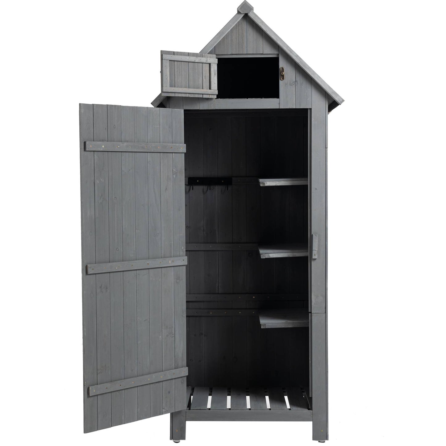 70.5" Tall Wooden Garden Shed - Gray Outdoor Storage Cabinet Tool Shed for Patio & Backyard