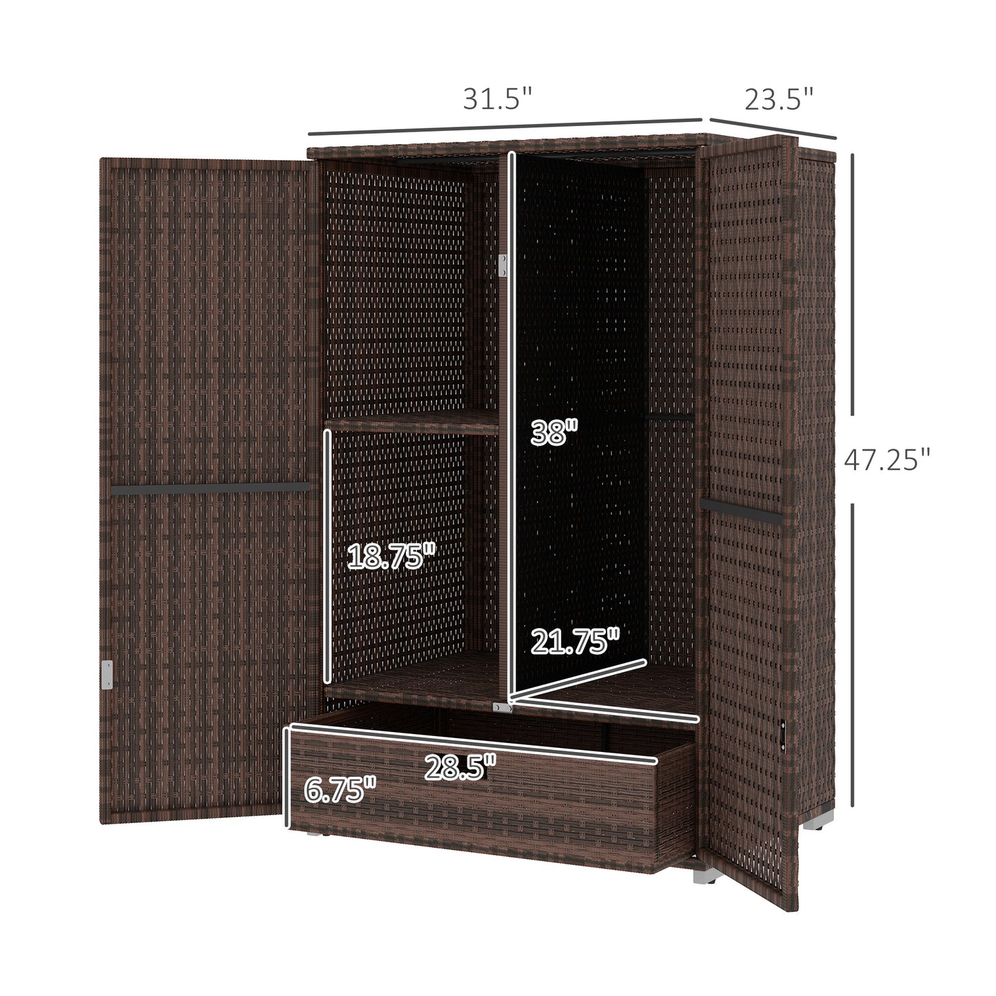 Mixed Brown Rattan Pool Towel Cabinet Outdoor Storage