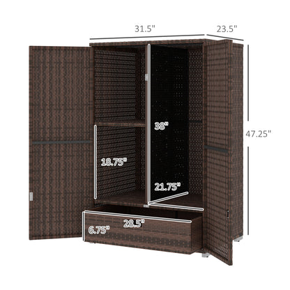 Mixed Brown Rattan Pool Towel Cabinet Outdoor Storage