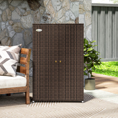 Mixed Brown Rattan Pool Towel Cabinet Outdoor Storage