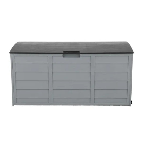 75 Gallon Deck Box with Wheels - 260L Large Outdoor Storage Box Gray Resin Garden Chest Lockable for Patio Cushions Tools Toys