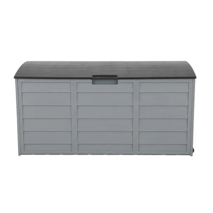 75 Gallon Deck Box with Wheels - 260L Large Outdoor Storage Box Gray Resin Garden Chest Lockable for Patio Cushions Tools Toys