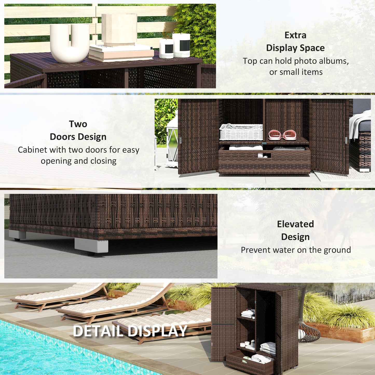 Mixed Brown Rattan Pool Towel Cabinet Outdoor Storage