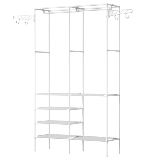 1Pc Metal Garment Rack Shoe Clothing Organizer Shelves Freestanding Multifunctional Clothes Wardrobe