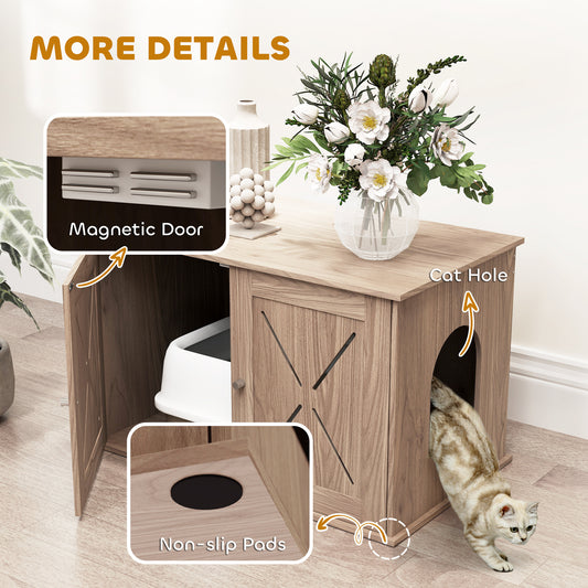 Hidden Cat Litter Box Enclosure With Ventilated Door