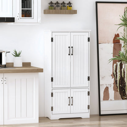 48" Tall White Kitchen Pantry Cabinet w/ Adjustable Shelves