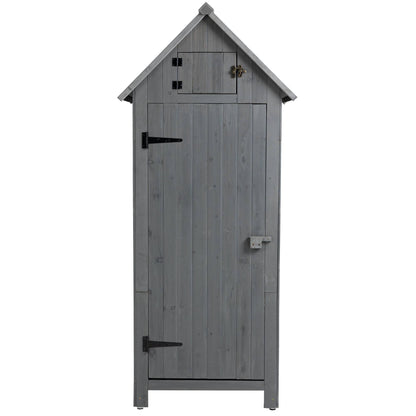 70.5" Tall Wooden Garden Shed - Gray Outdoor Storage Cabinet Tool Shed for Patio & Backyard