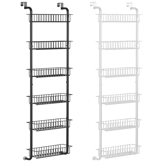6 Tier Over Door Hanging Organizer Storage Rack, Carbon Steel Basket, Over Door Shelf For Kitchen or Bathroom
