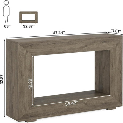 47" Farmhouse Console Table with Storage Rustic Gray Oak
