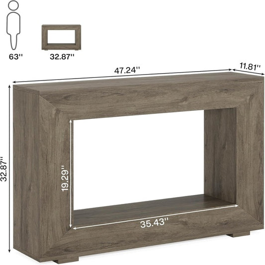 47" Farmhouse Console Table with Storage Rustic Gray Oak