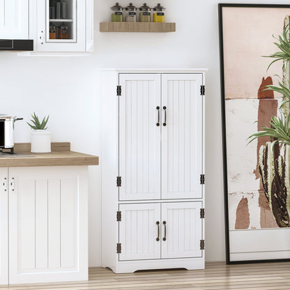 48" Tall White Kitchen Pantry Cabinet w/ Adjustable Shelves