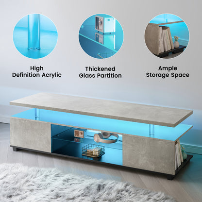 70" LED Gaming TV Stand Entertainment Center Gray Console