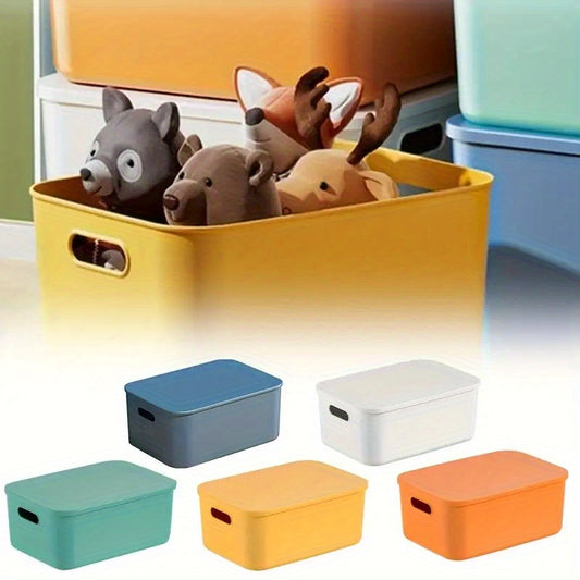 5-Color Lidded Storage Boxes for Home and Office Organization