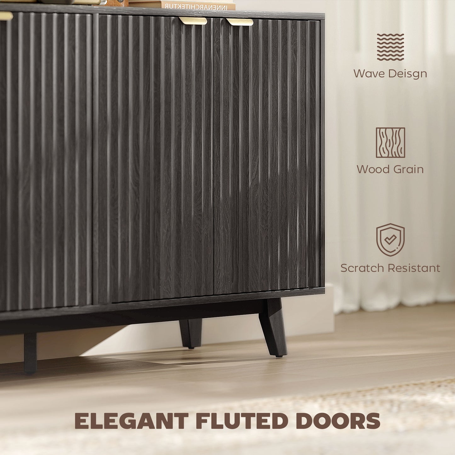Fluted Sideboard Buffet Cabinet