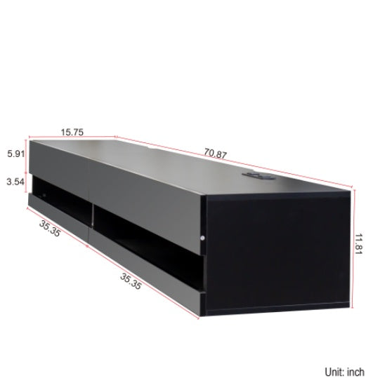 180" Floating TV Stand w/ LED Lights & Charging Station White