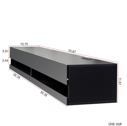 180" Floating TV Stand w/ LED Lights & Charging Station White