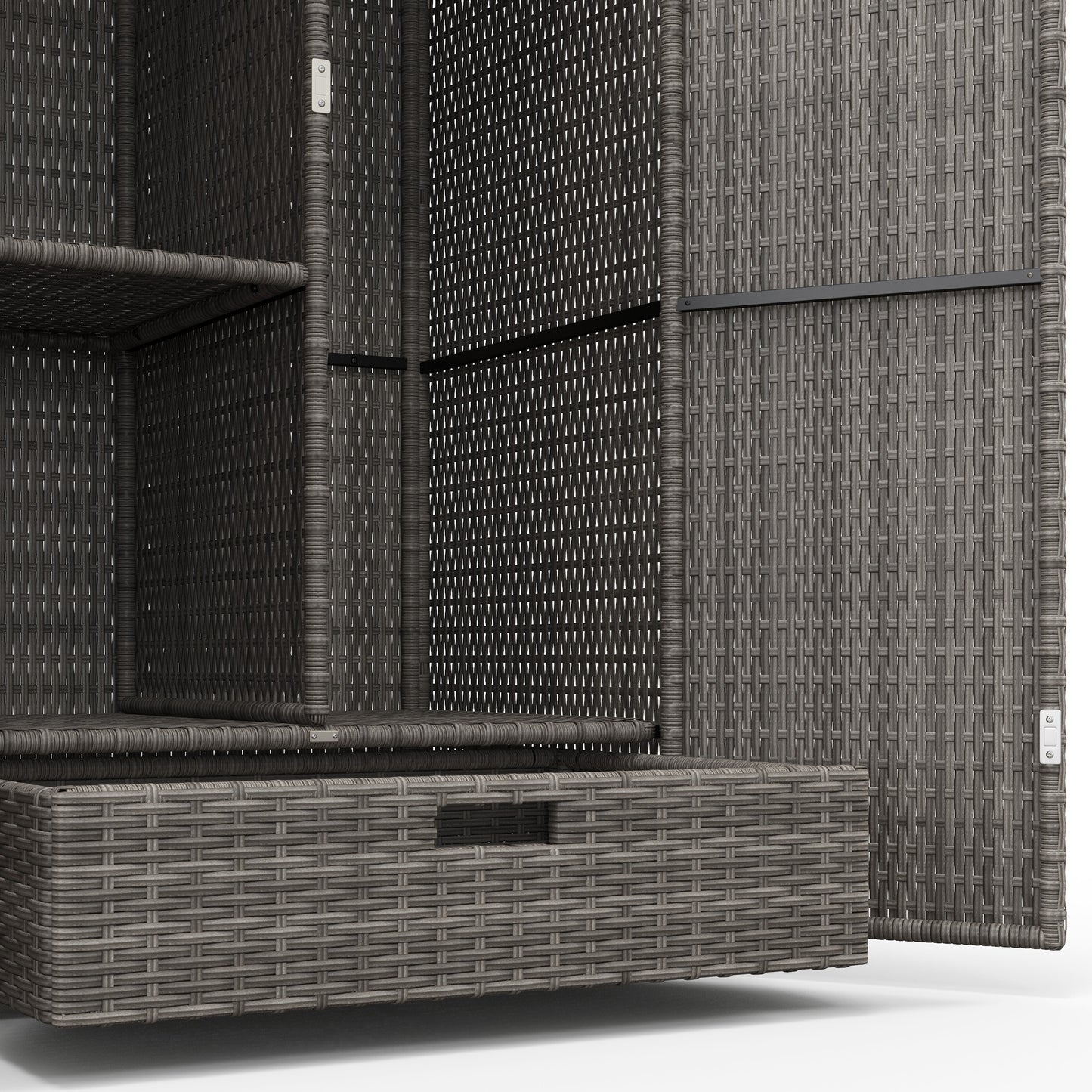 Dark Gray Rattan Pool Towel Cabinet Outdoor Storage