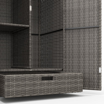 Dark Gray Rattan Pool Towel Cabinet Outdoor Storage