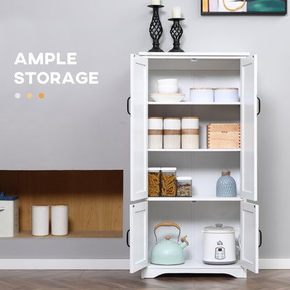 48" Tall White Kitchen Pantry Cabinet w/ Adjustable Shelves