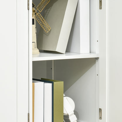 White Sideboard Buffet Cabinet w/ Rubberwood Top & Drawers