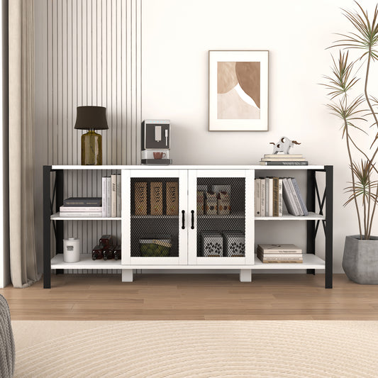 70" Industrial Farmhouse TV Stand for 80" TVs White Oak