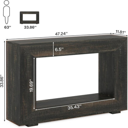 47" Farmhouse Console Table with Storage Rustic Gray Oak