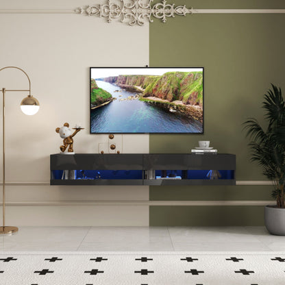 180" Floating TV Stand w/ LED Lights & Charging Station White