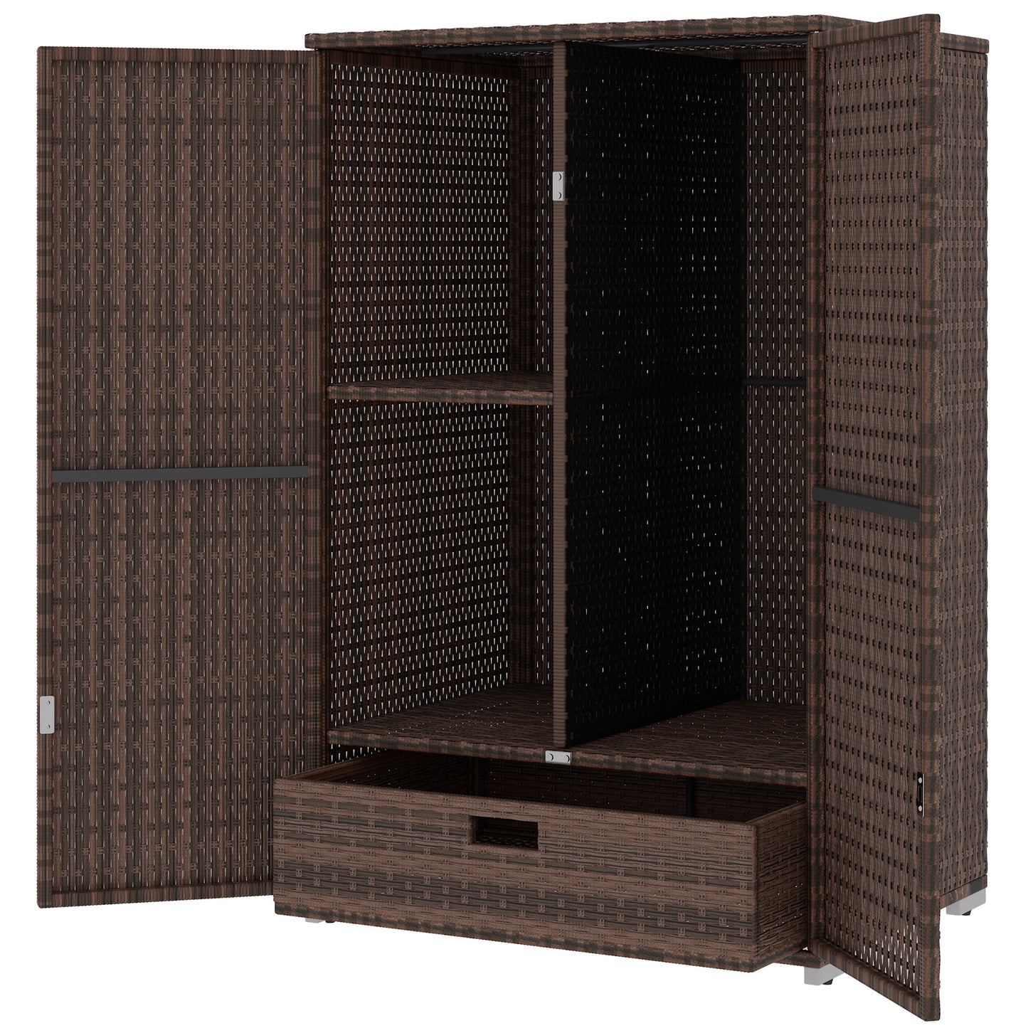 Mixed Brown Rattan Pool Towel Cabinet Outdoor Storage