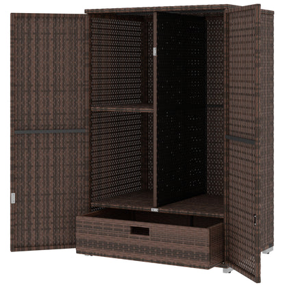 Mixed Brown Rattan Pool Towel Cabinet Outdoor Storage