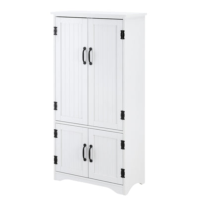 48" Tall White Kitchen Pantry Cabinet w/ Adjustable Shelves