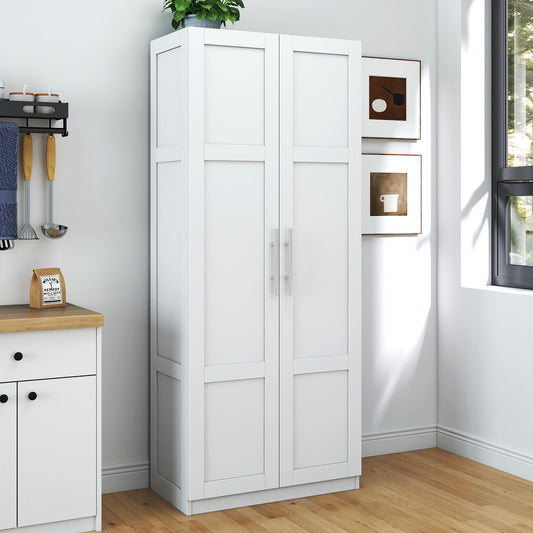 White Pantry Cabinet 71" Tall w/ 2 Doors & Adjustable Shelves