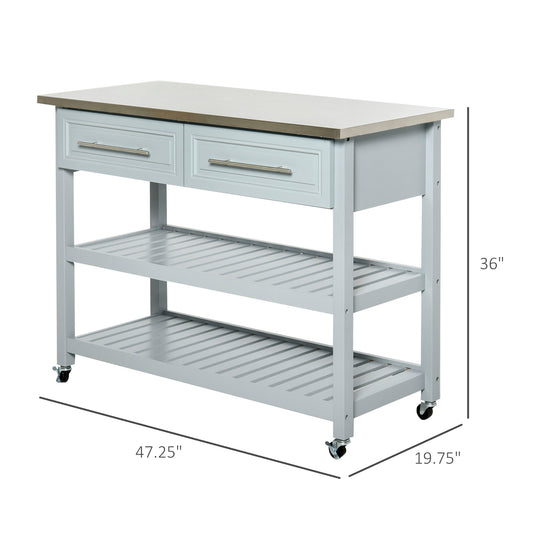 Kitchen Island with Stainless Top