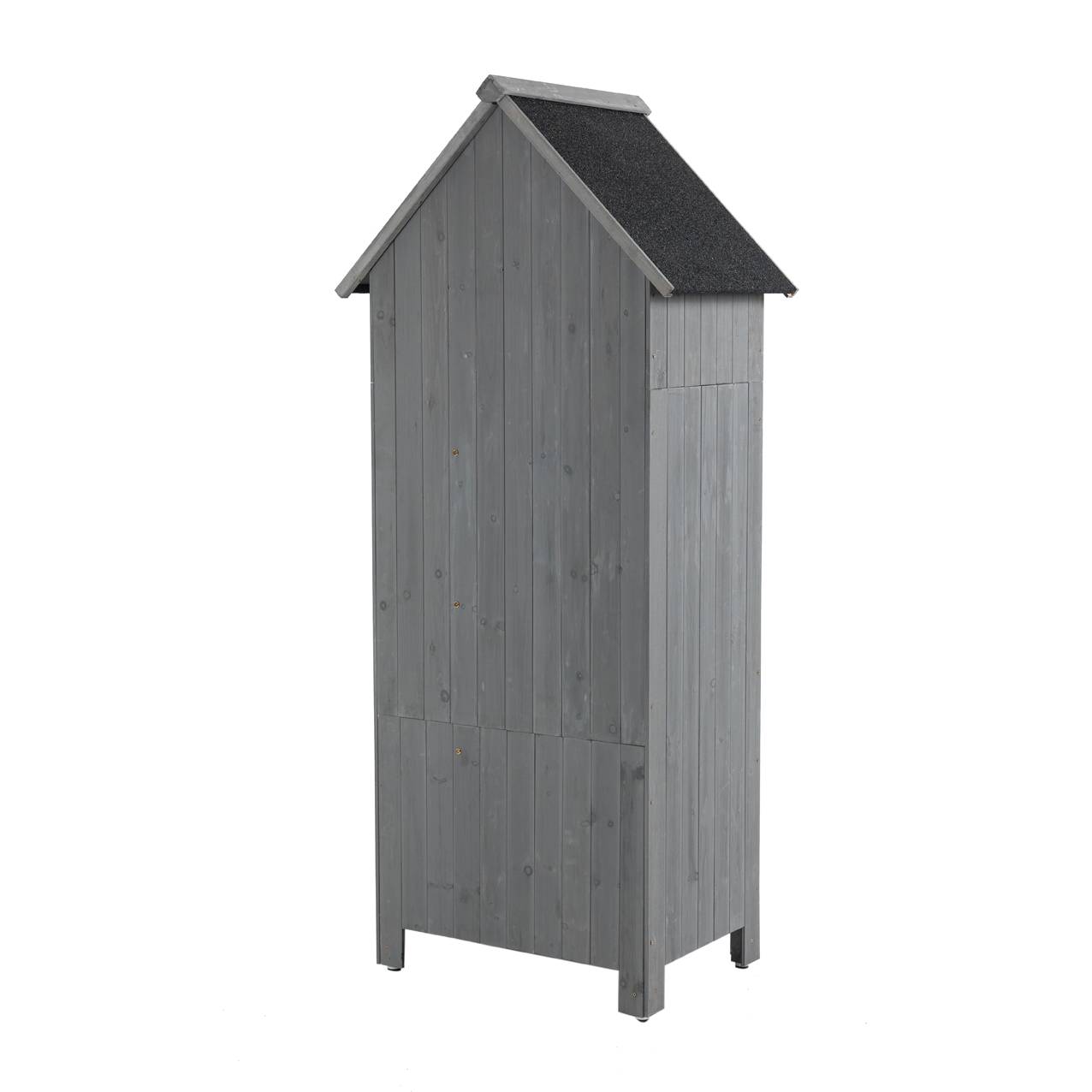 70.5" Tall Wooden Garden Shed - Gray Outdoor Storage Cabinet Tool Shed for Patio & Backyard