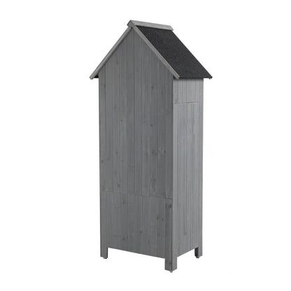 70.5" Tall Wooden Garden Shed - Gray Outdoor Storage Cabinet Tool Shed for Patio & Backyard