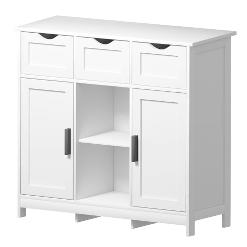 White Accent Storage Cabinet w/ Drawers & Adjustable Shelves