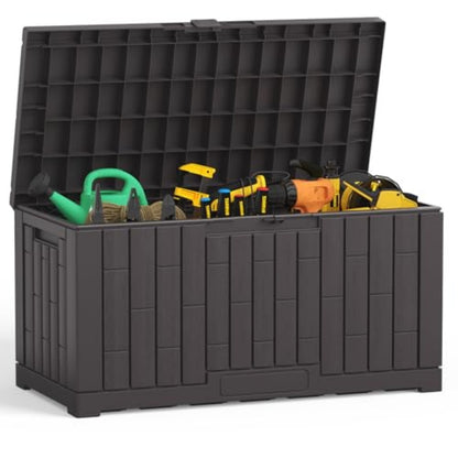 60 Gallon Deck Box - Gray Resin Outdoor Storage Bench