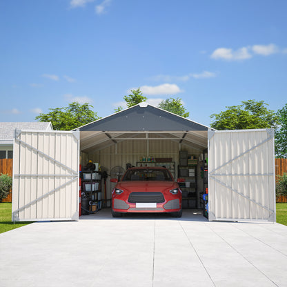 12x20 FT Metal Outdoor Storage Shed - Heavy Duty Garage Shed with Double Doors, 1810 Cu Ft Capacity, All-Weather Protection for Vehicle & Equipment Storage, Black