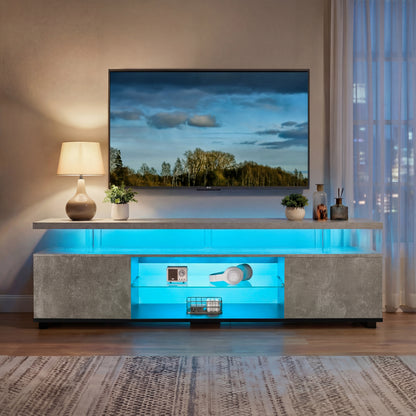 70" LED Gaming TV Stand Entertainment Center Gray Console