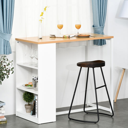 Modern Bar Table | Counter Height Dining Table with 3 Storage Shelves for Kitchen